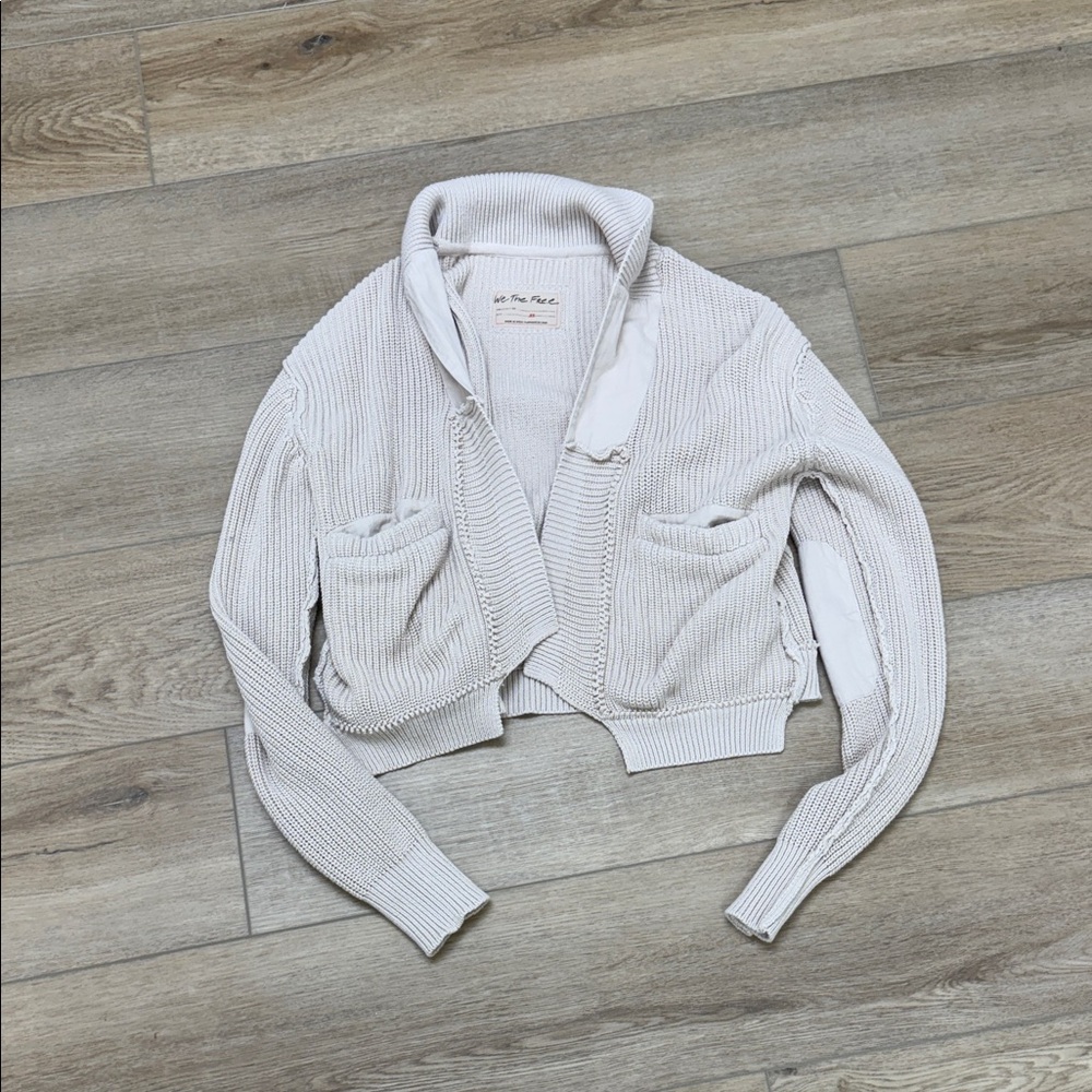 We The Free Cream/Baby Pink Knit Cardigan